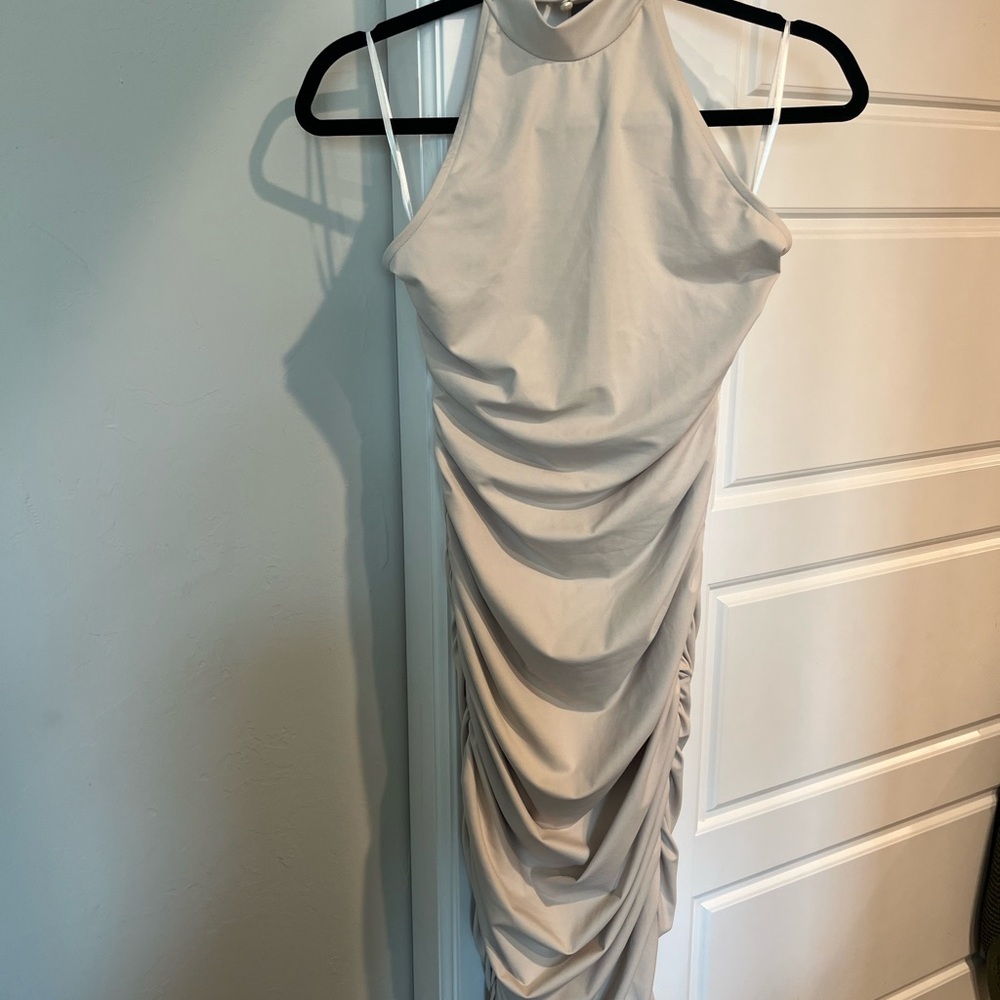 SHEIN Elegant Cream Halter Dress